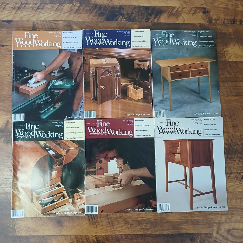 Lot Of 6 "Fine Woodworking" Magazines Issues (#102-107) 1993-1994 Vintage
